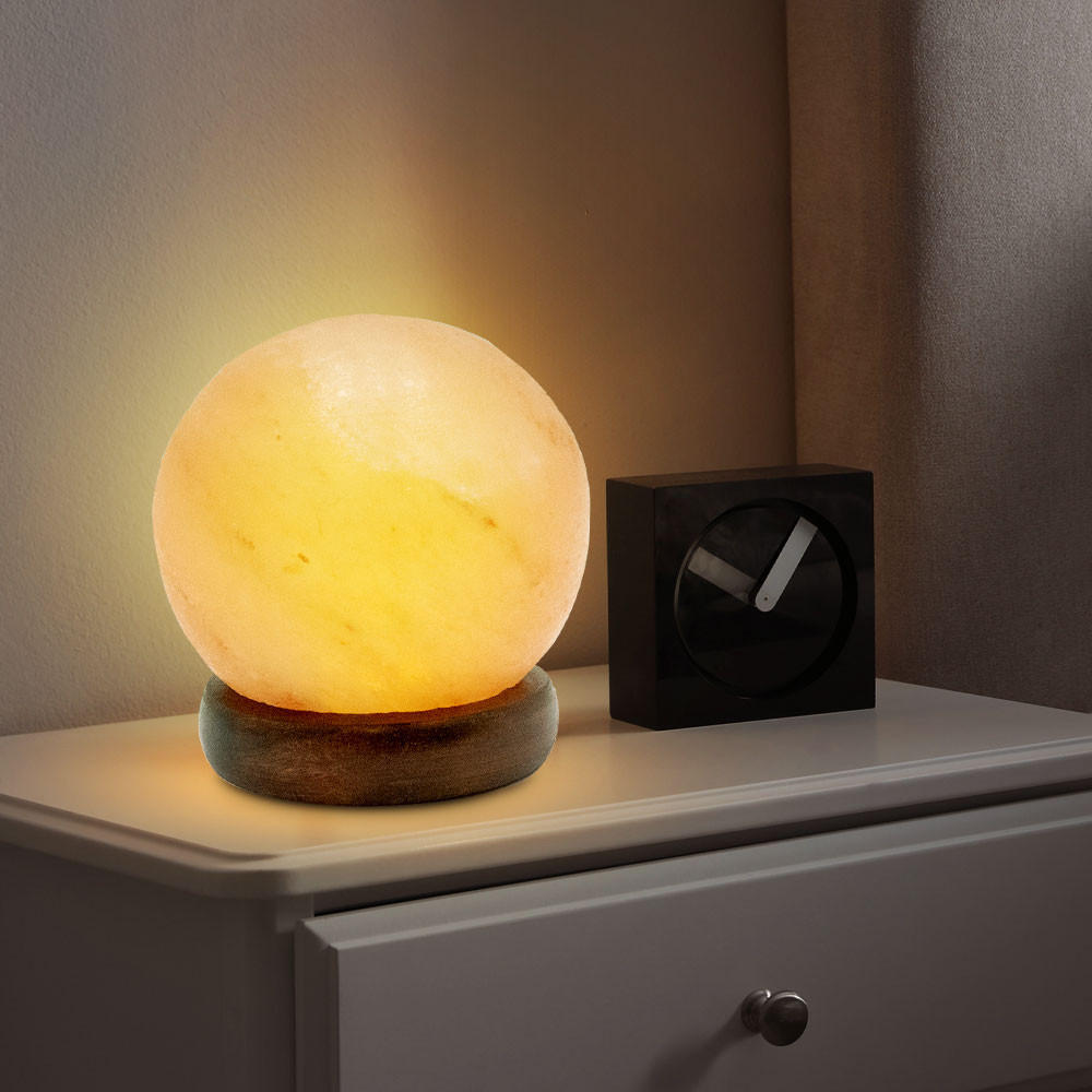 LED TISCHLEUCHTE Stein Holz Orange - Orange, Holz (8.9/8.9/10.2cm) - Globo Lighting