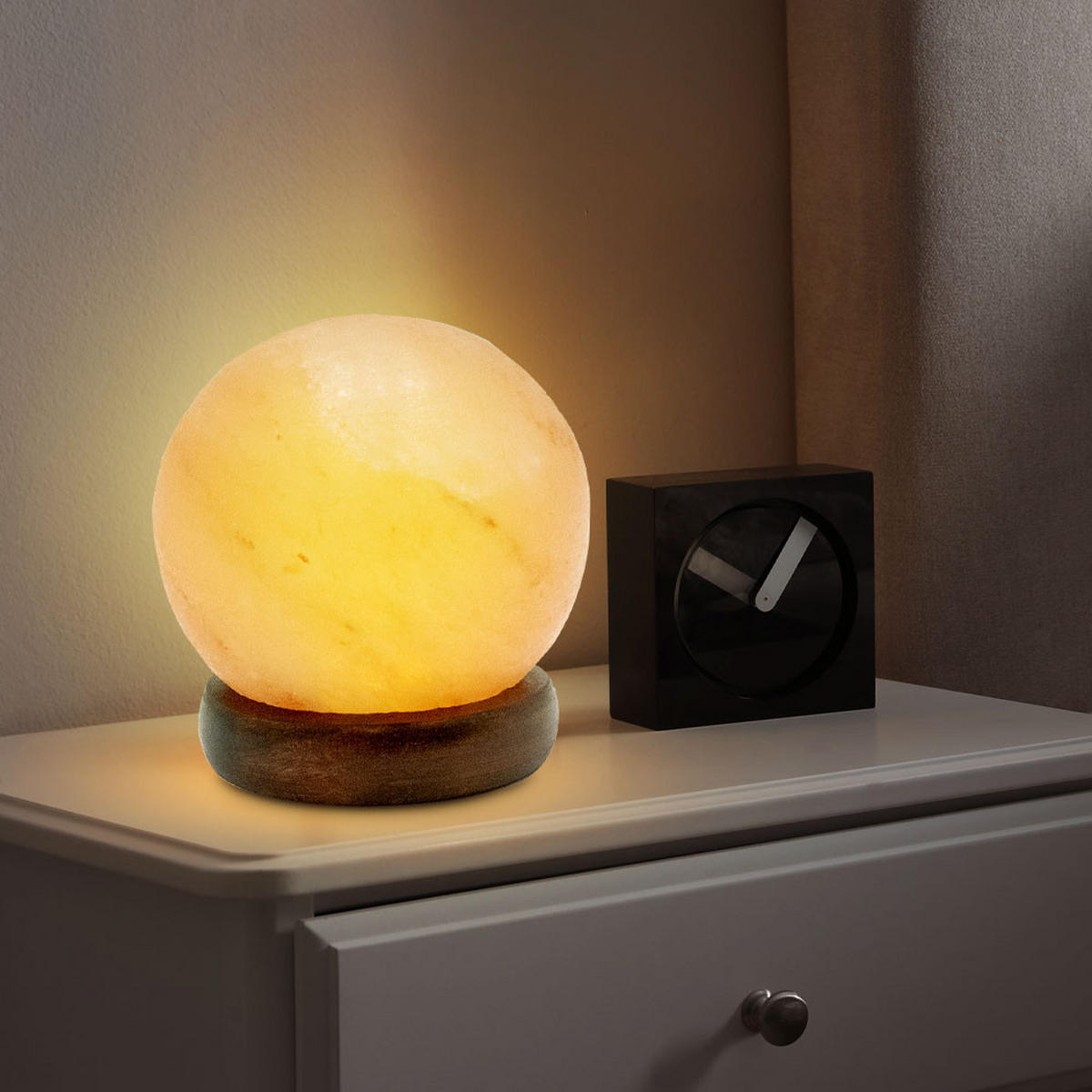 LED TISCHLEUCHTE Stone Orange Holz 2er Set - Orange, Holz (8.9/8.9/10.2cm) - Globo Lighting