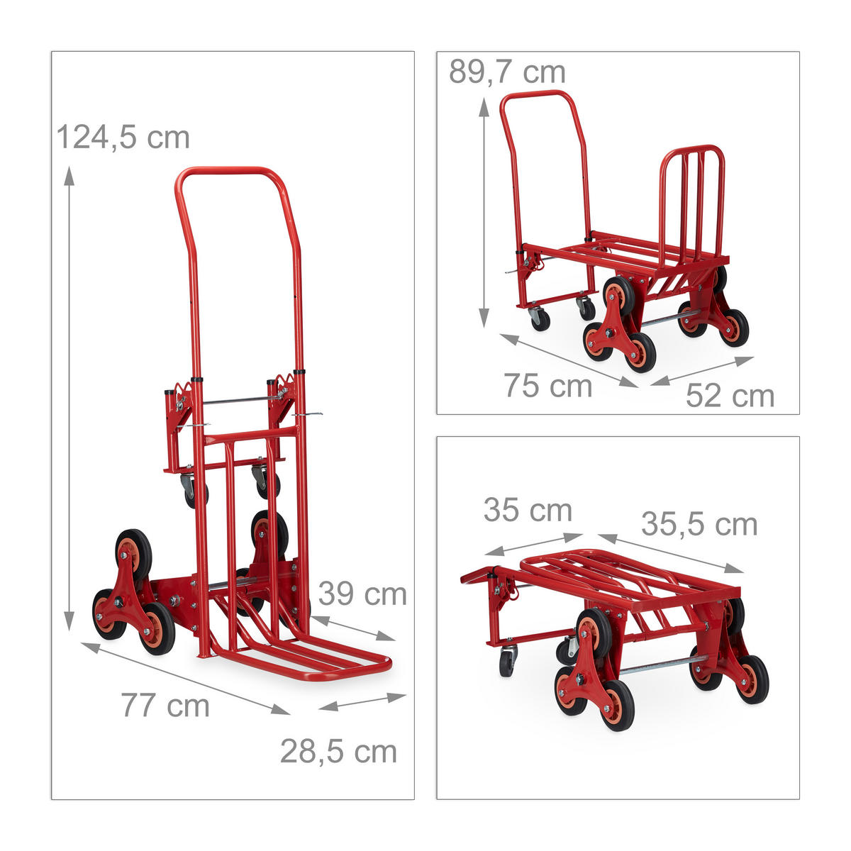 TREPPENSTEIGER - Rot, Kunststoff/Metall (77/52/124.5cm) - Relaxdays