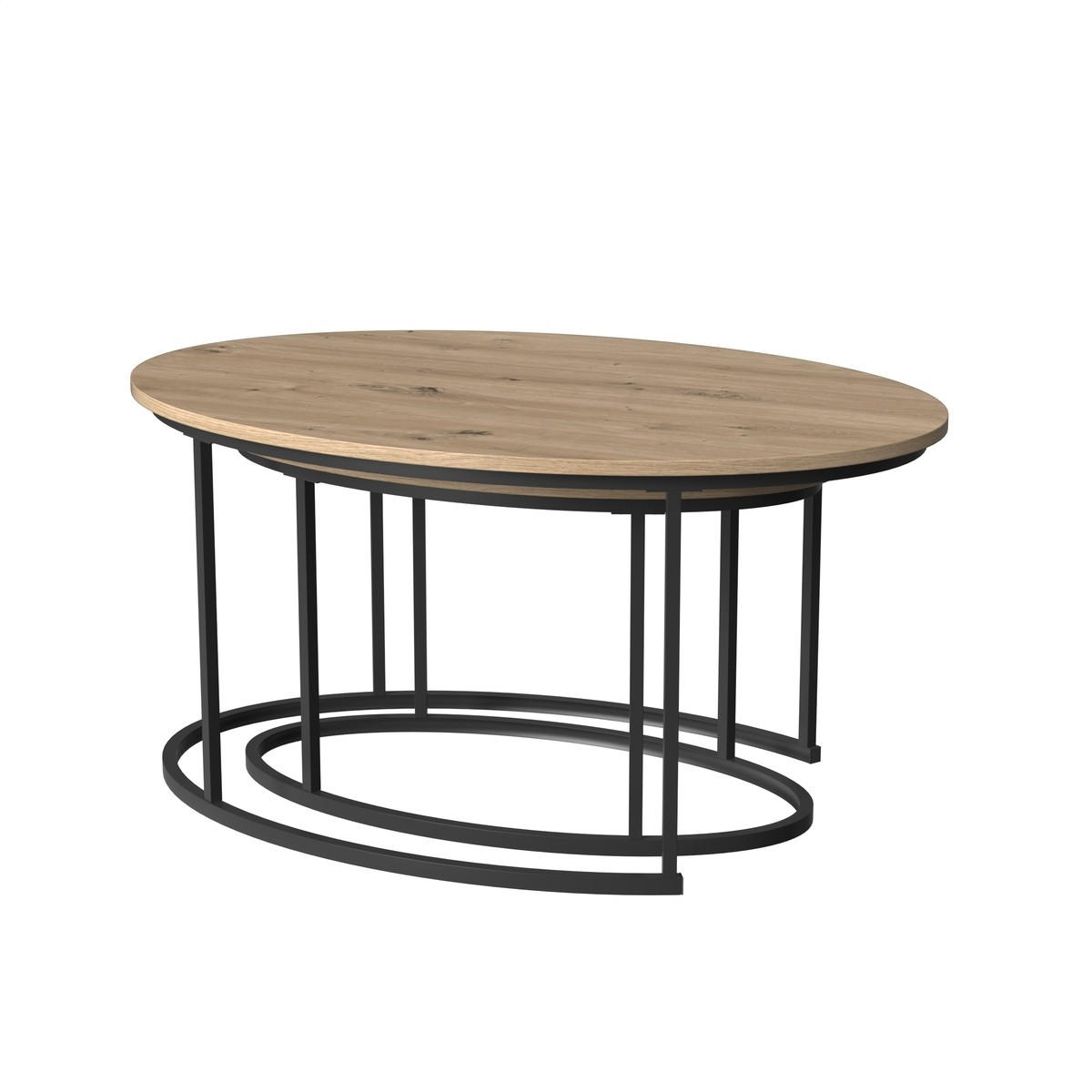 2ER-SET COUCHTISCHE ovale ineinanderstellbare in Eichenoptik 60/45/90 cm - Eschefarben, Holzwerkstoff (66/60/45cm) - Calicosy