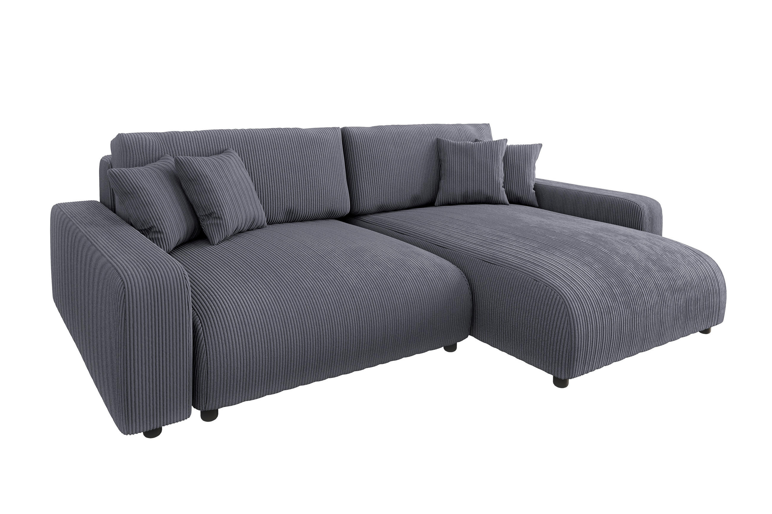 ECKSOFA Emma Grau Cord - Ottomane rechts - Grau, Textil (234/170cm) - S-Style Möbel