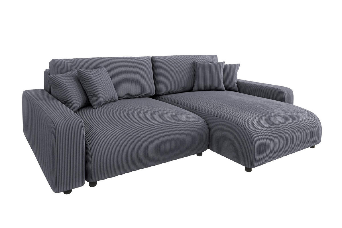 ECKSOFA Emma Grau Cord - Ottomane rechts - Grau, Textil (234/170cm) - S-Style Möbel
