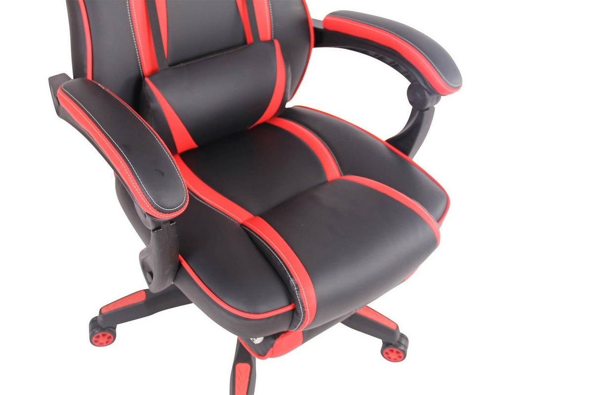 BÜROSTUHL Hero, Kunstleder Schwarz/Rot - Rot, Kunststoff/Textil (68/124/61cm) - TPFLiving
