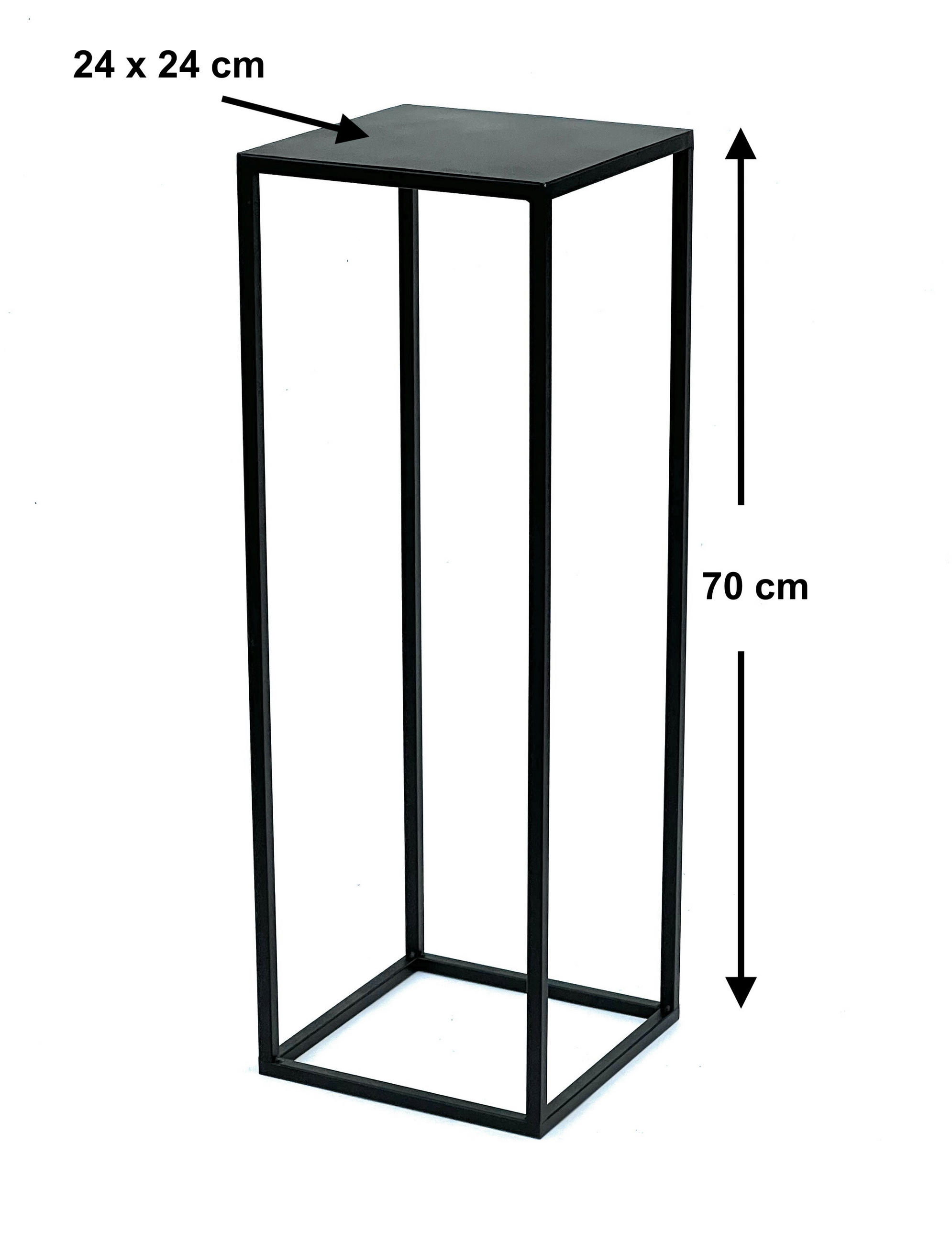 BLUMENHOCKER Metall Schwarz Eckig 70 cm 96350 - Schwarz, Metall (24/70/24cm) - DanDiBo