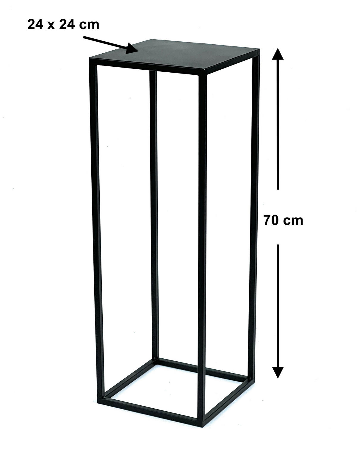 BLUMENHOCKER Metall Schwarz Eckig 70 cm 96350 - Schwarz, Metall (24/70/24cm) - DanDiBo