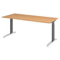 SCHREIBTISCH Serie-XB 80/180/74 cm in Buchefarben/Graphitfarben/Alu poliert - Buchefarben/Graphitfarben, Holzwerkstoff (80/180/74cm) - bümö