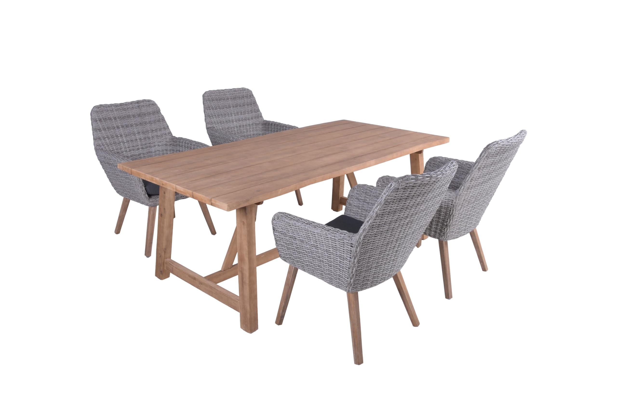 GARTEN-SITZGRUPPE Peer 5-teilig Gartenmöbel-Set - Hellbraun, Holz - DELUKE