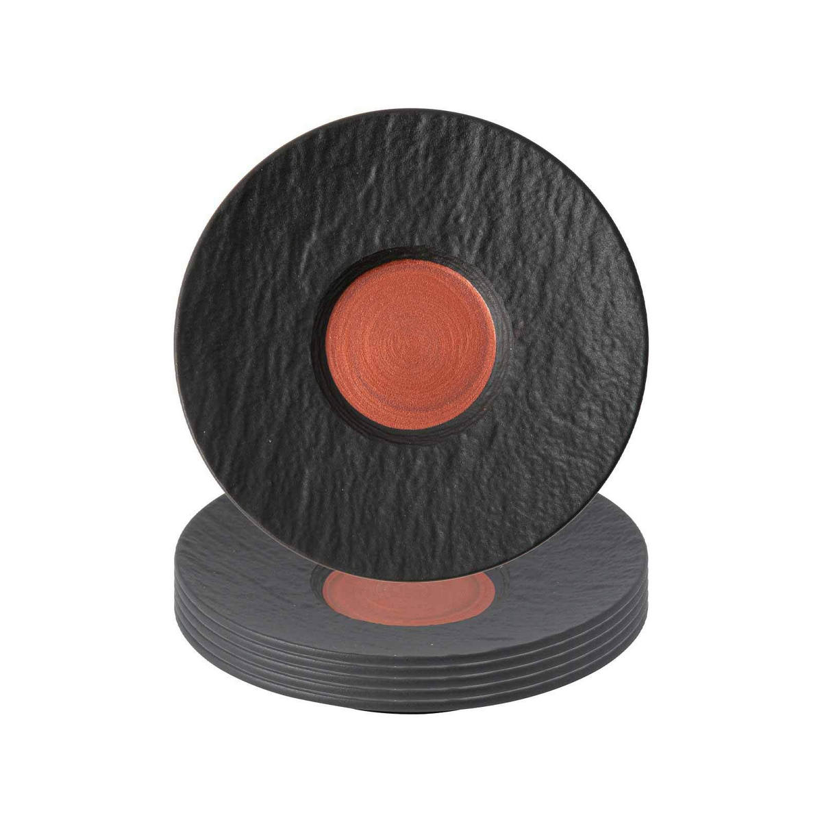 ESPRESSOUNTERTASSEN Manufacture Rock Glow schwarz-kupfer ø 12,1 cm 6er Set - Schwarz/Kupferfarben, Keramik (12.1cm) - Villeroy & Boch