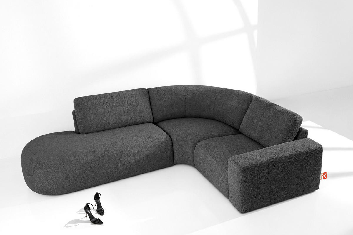 ECKSOFA LINKS ZUCCO, Graphit - Graphitfarben, Holz/Holzwerkstoff (224/293cm) - KONSIMO®
