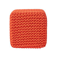 STRICK-POUF orange, Sitzwürfel 35/35/35 cm - Orange, Textil (35/35/35cm) - Homescapes