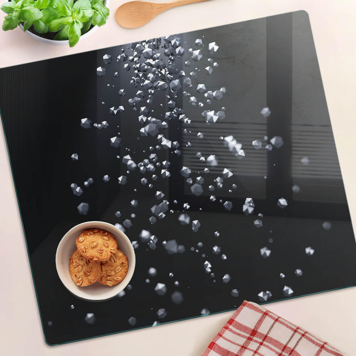 GLASPLATTE 60x52 cm 3D - Schwarz, Glas (60/0.4/52cm) - TULUP
