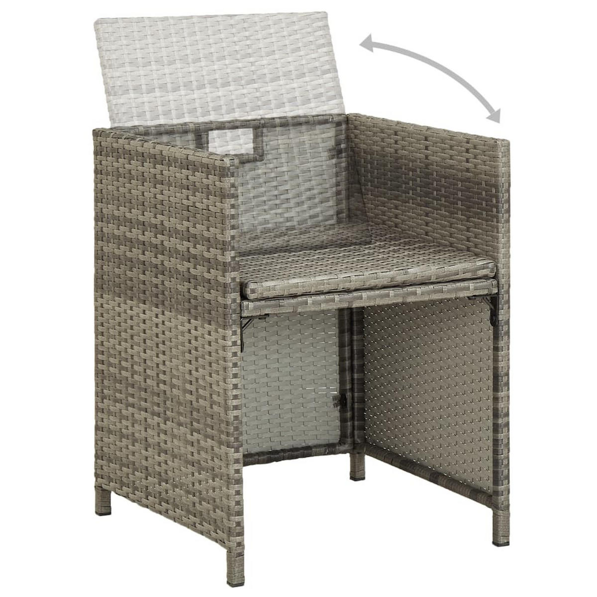 GARTENSTÜHLE 2 Stk. mit Auflagen Poly Rattan Grau - Grau, Kunststoff (52/85/56cm) - furnicato