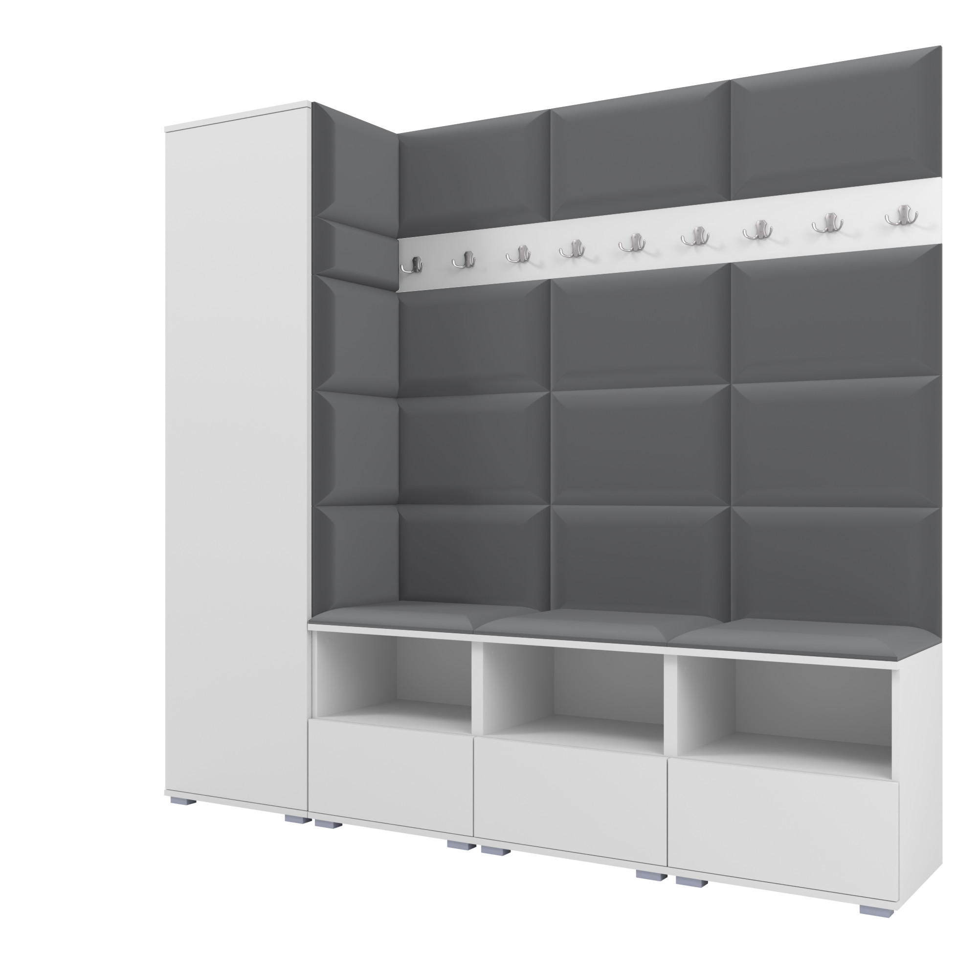 Ravio Garderobe Weiß, Dunkelgrau 200x187x40 cm