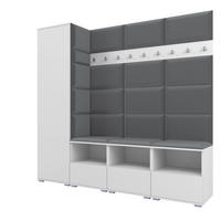 GARDEROBE NELA IX 200 cm (Modulare Flurmöbel Weiß mit Sitzpolster Dunkelgrau 15 Breite Sitzbank) - Dunkelgrau/Silberfarben, Holz/Holzwerkstoff (200/187/40cm) - Ravio
