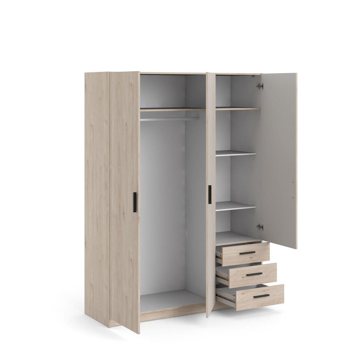 KLEIDERSCHRANK Hickory-Dekor - Braun, Holzwerkstoff (147/201/50cm) - ebuy24