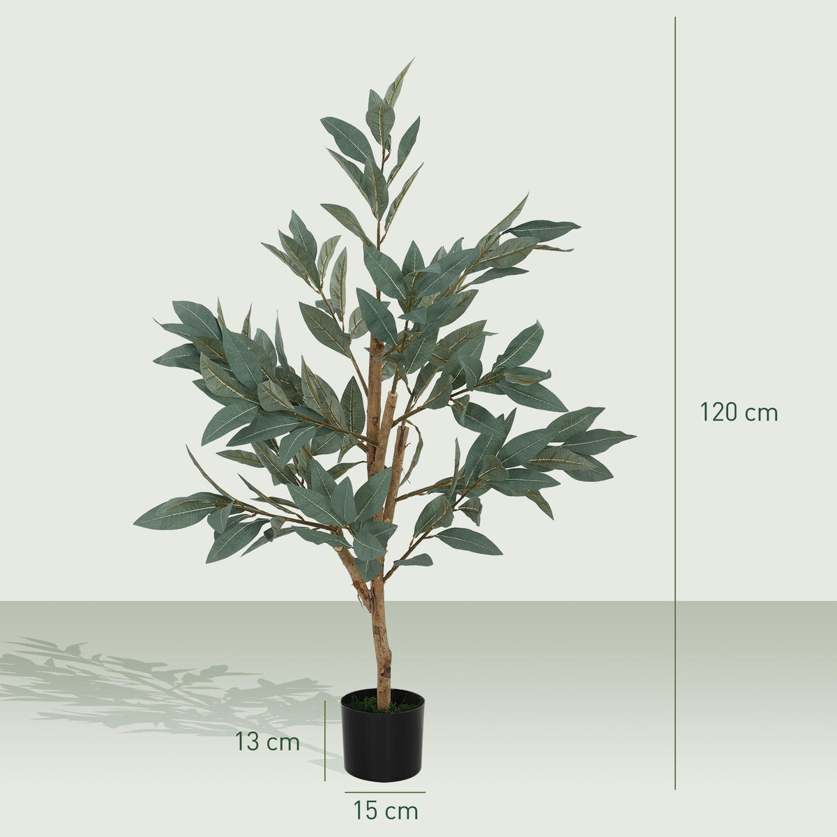 KUNSTPFLANZE, Künstlicher Lorbeerbaum 120 cm, für Zuhause, Büro, Balkon, Schlafzimmer, dekorativ, Grün - Multicolor, Kunststoff (120cm) - FORIOUS