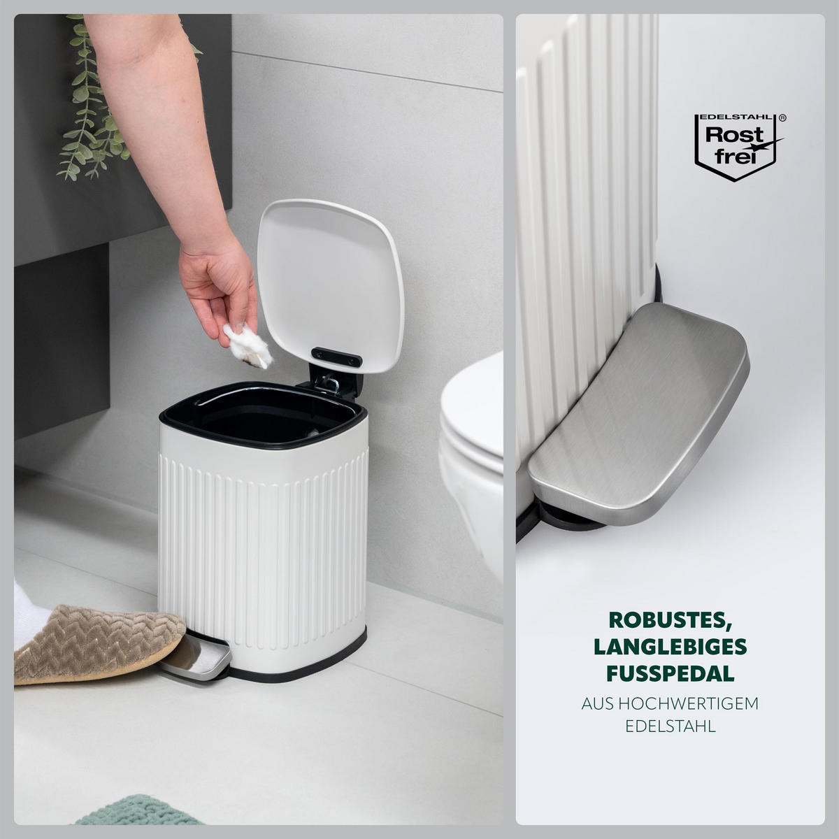 KOSMETIKEIMER 6 Liter, weiß - Weiß, Metall (20/27/27cm) - eluno