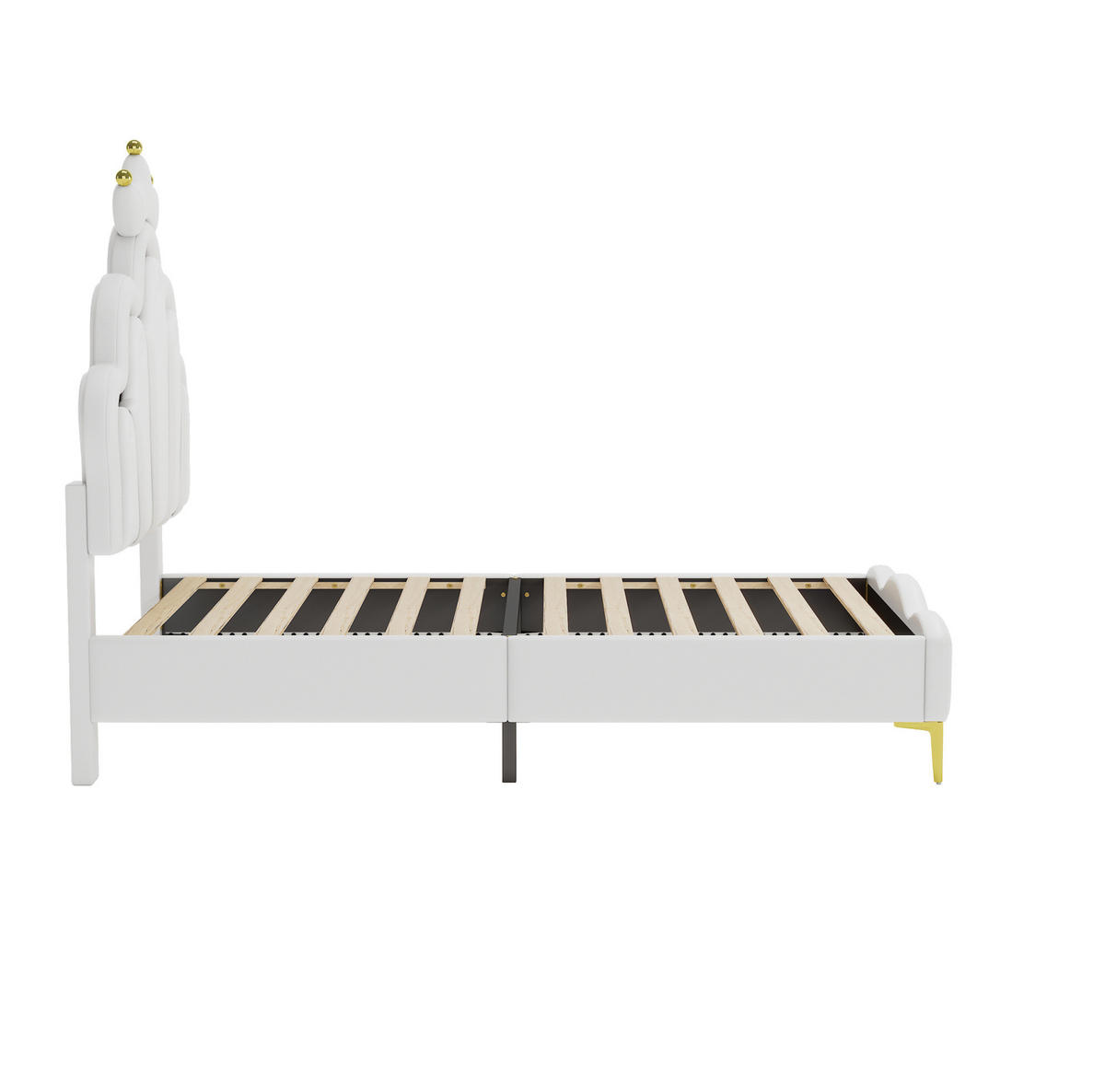 POLSTERBETT 90/200 cm Weiß aus Kunstleder mit LED-Beleuchtung - Weiß, Kunststoff (90/200cm) - OKMYHOME