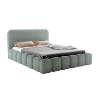 POLSTERBETT MONI 140x200 mit Bettkasten und Lattenrost – Bouclé Stoff MONTE Mintgrün - Weiß, Textil (140/200cm) - Luxkor24