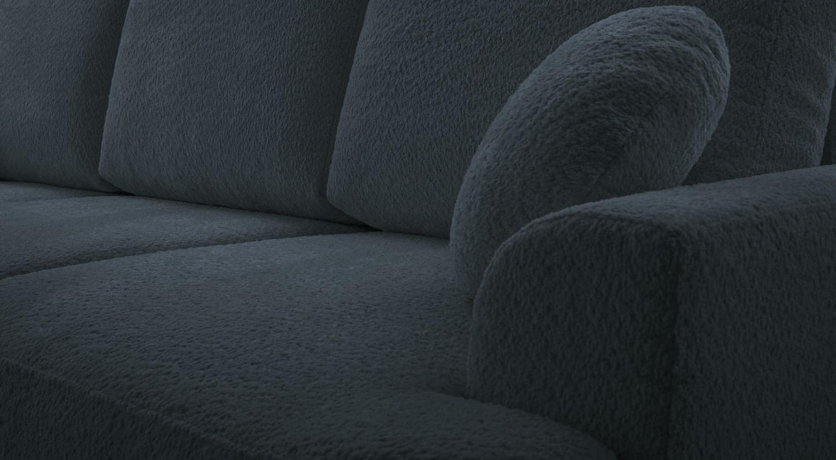3-SITZER SOFA Barletto Dunkelgrau Bouclé - Dunkelgrau/Schwarz, Holz/Textil (248/94/110cm) - Selsey