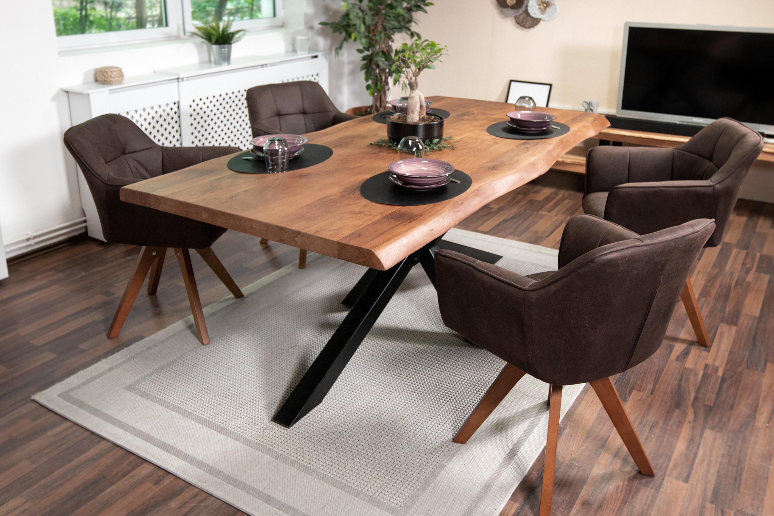 ESSTISCH CALI - Schwarz/Braun, Holz/Metall (100/200/77cm) - SAM