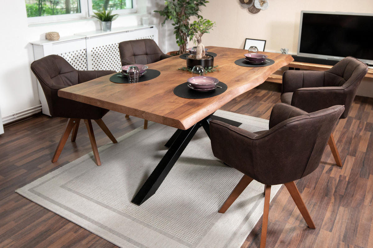 ESSTISCH CALI - Schwarz/Braun, Holz/Metall (100/200/77cm) - SAM