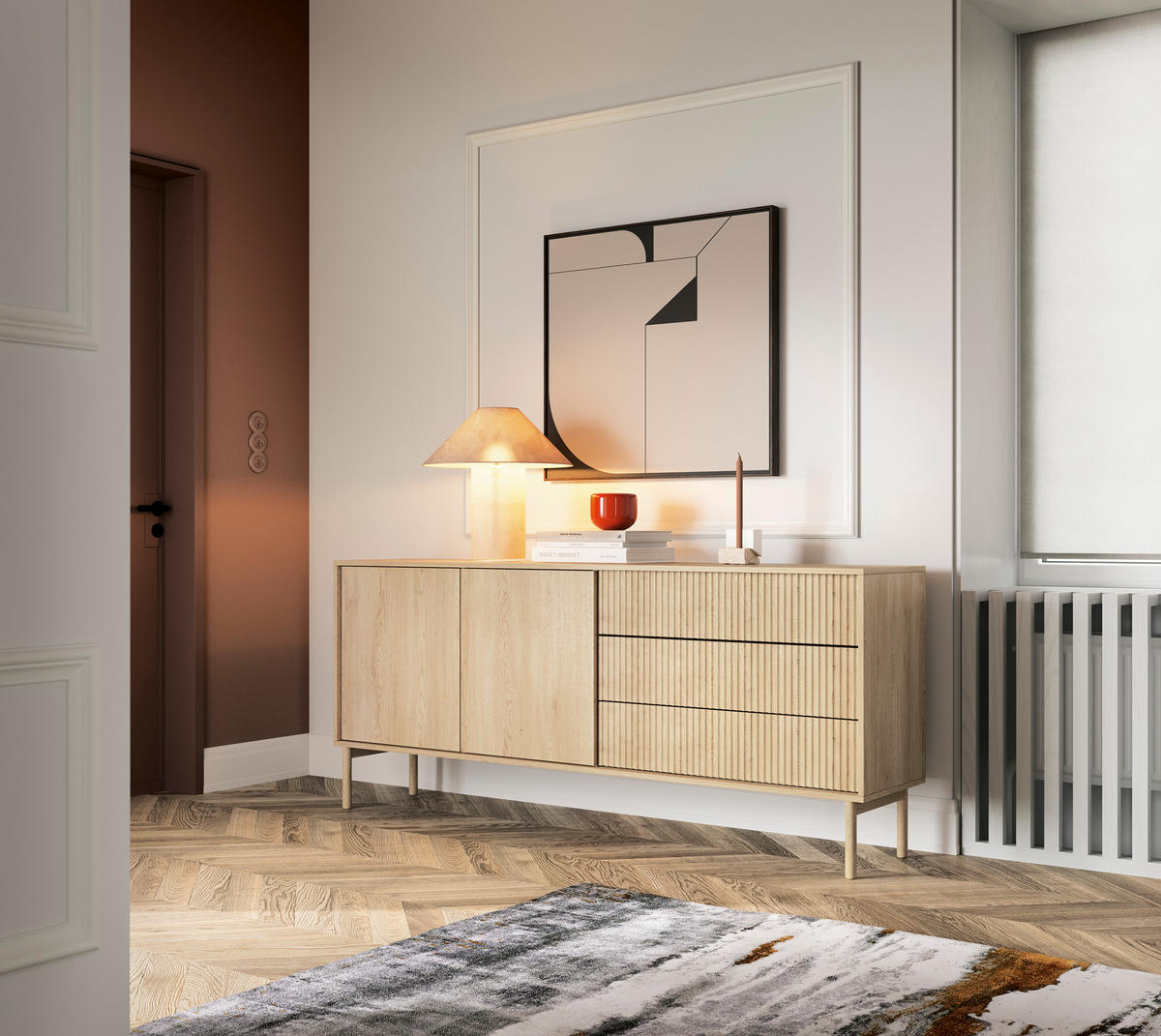 KOMMODE: Eiche Cremona, 187,1 x 79,8 x 39,5 cm - Beige, Holzwerkstoff (187.1/79.8/39.5cm) - 3XE LIVING