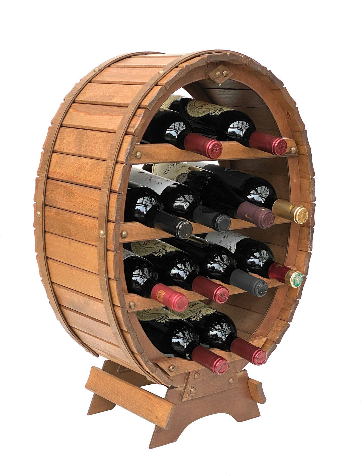WEINREGAL Holz Stehend Weinfass 12 Flaschen Braun gebeizt - Braun, Holz (45/65/24cm) - DanDiBo