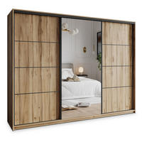 SCHWEBETÜRENSCHRANK VARO 270/205/60 cm 3-türig mit Spiegel Eiche Wotan - Eiche Wotan, Holzwerkstoff (270/205/60cm) - MASSENO