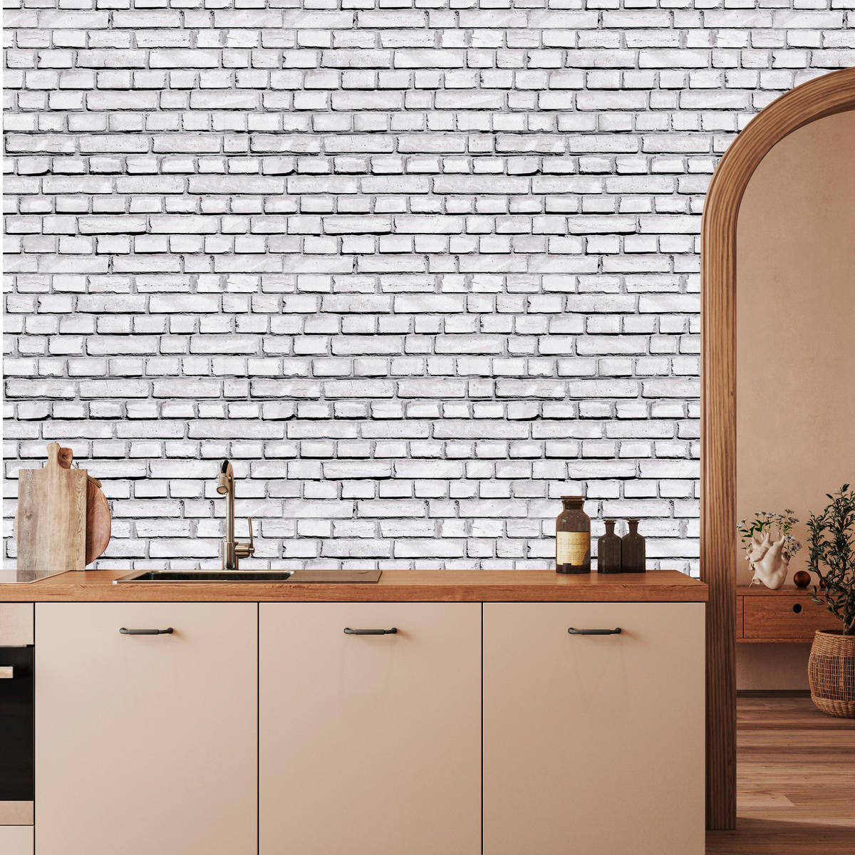 VLIESTAPETE Ziegelmauer in 3D-Optik – Hellgrau, Weiß – 50x1000 cm - Hellgrau/Weiß, Papier (50/1000cm) - Muralo