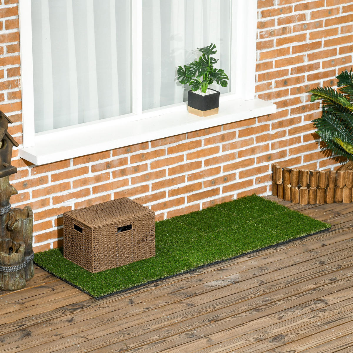 UMĚLÝ TRÁVNÍK, tmavě zelený, plast - tmavě zelená, plast (30/30/3.5cm) - Outsunny
