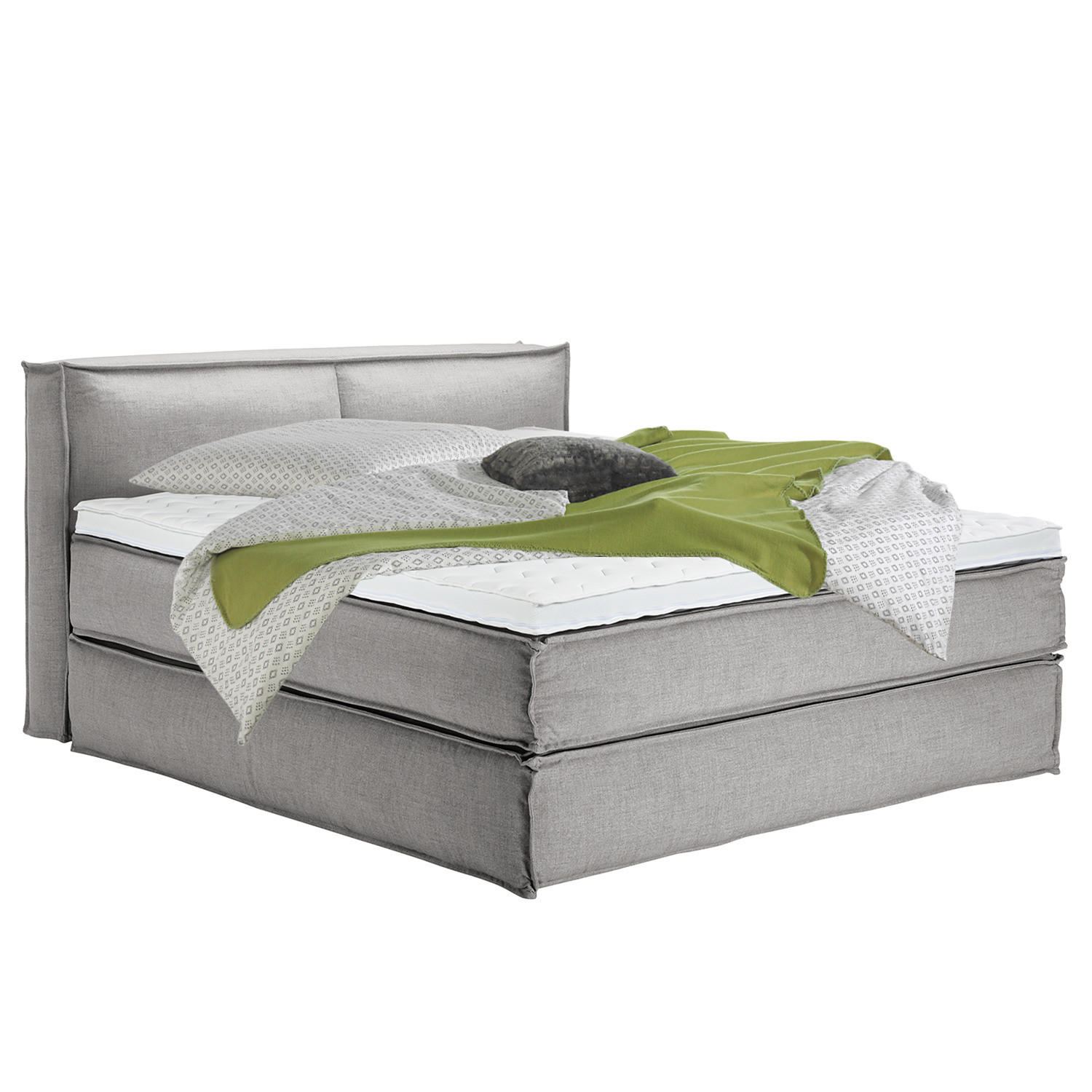 BOXSPRINGBETT mit Kopfteil - Premium - Grau, Textil (180/200cm) - home24