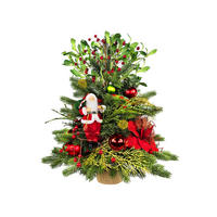 LAALU WEIHNACHTSBAUM geschmückt künstlich SANTA II 60 cm mit LED-Beleuchtung IN FLOWER - Rot/Goldfarben, Kunststoff (60cm) - LAALU