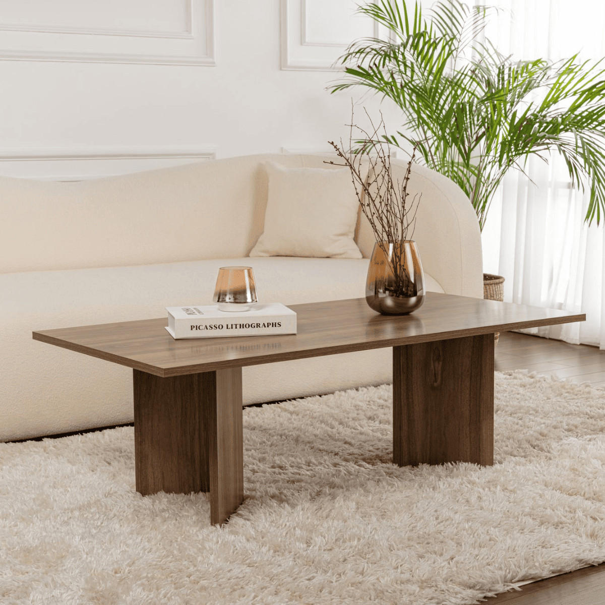 COUCHTISCH mit rechteckiger Platte 119/60/40 cm - Naturfarben, Holzwerkstoff (119/60/40cm) - Calicosy