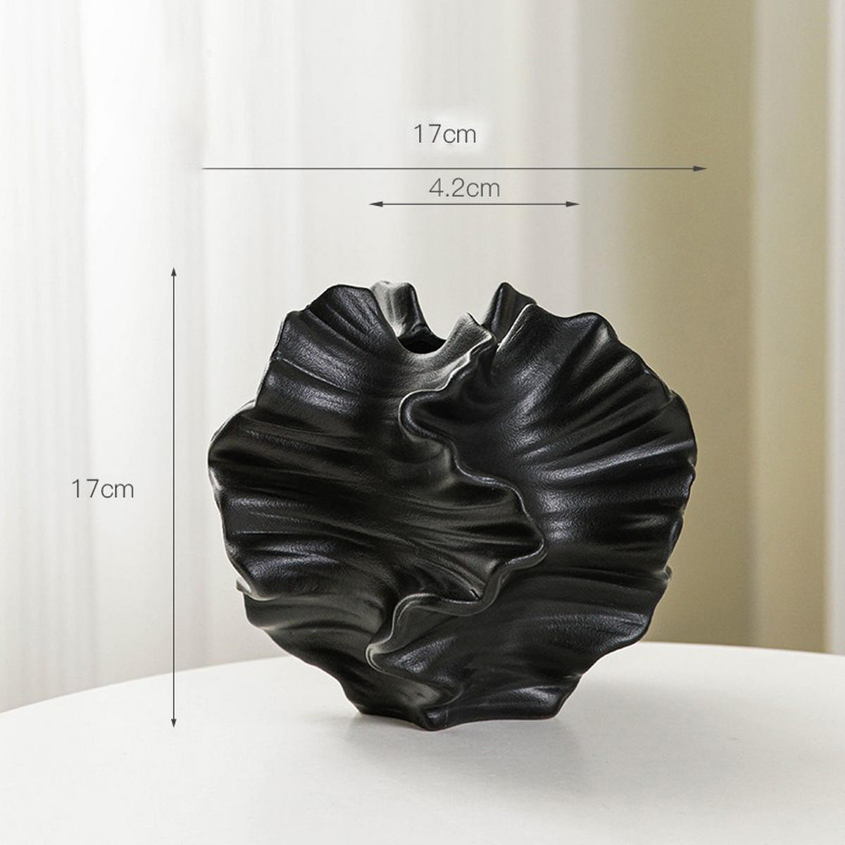 VASE 17 x 4,2 x 17 cm Keramik - Schwarz, Keramik (17cm) - LIBRATON