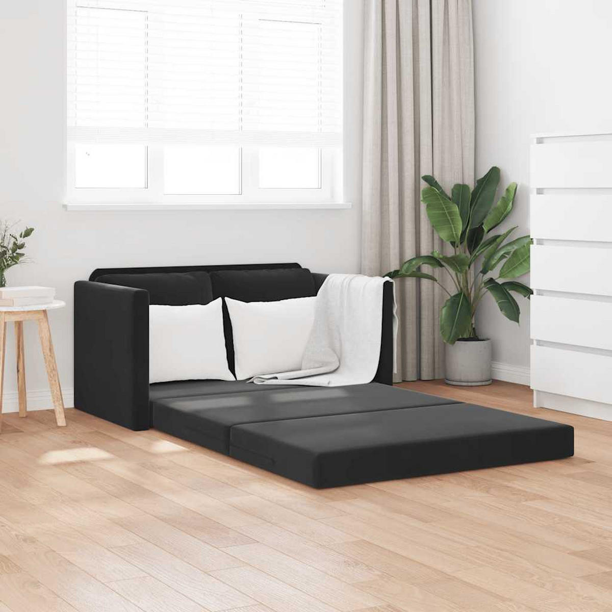 SCHLAFSOFA Brown - Schwarz, Naturmaterialien (122/70/55cm) - Nettlife