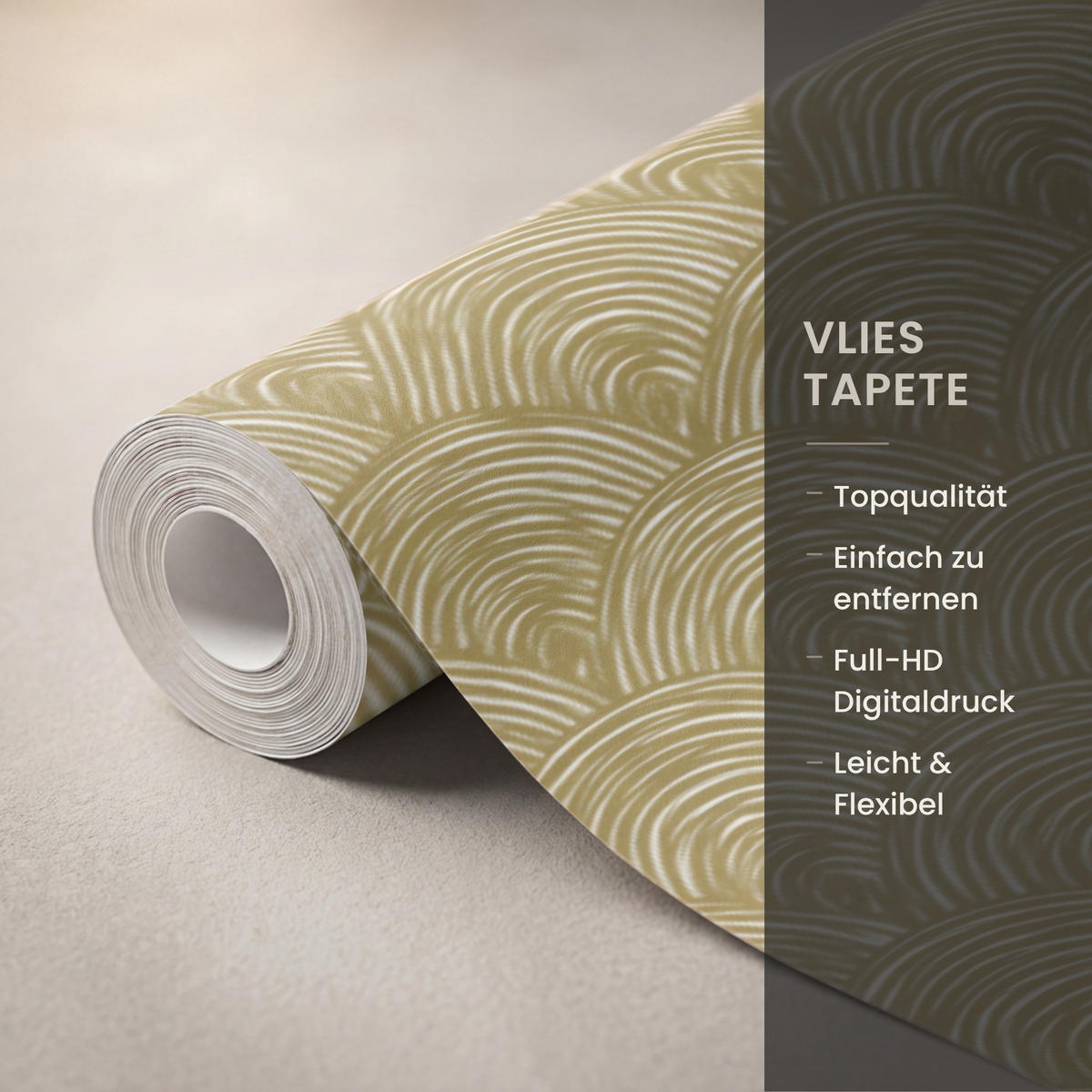 TAPETE - Fächer - Geometrisch - Grün - 500x220 cm - Goldfarben, Papier (500/220cm) - OnlyWow