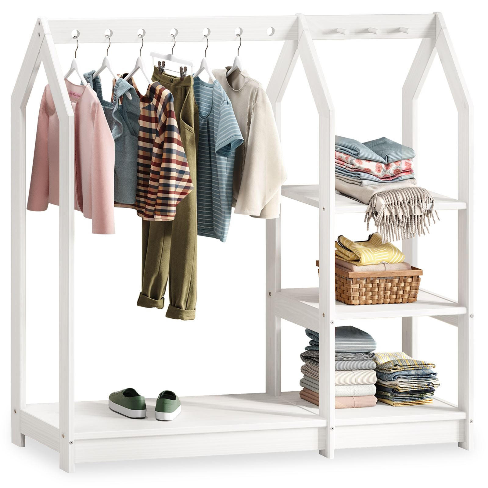 KINDERKLEIDERSTÄNDER SALLY weiß - Weiß, Holz (120/118/42cm) - IDIMEX