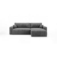 ECKSOFA BERLIN rechts dunkelgrau Cord Poso 60 - Schlaffunktion, Bettkasten - Anthrazit, Textil (285/184cm) - Cornero