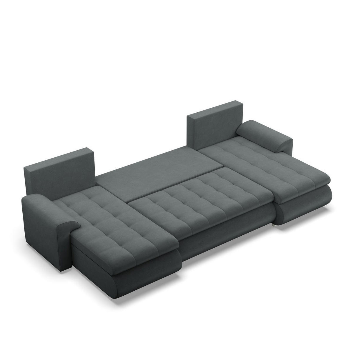 U-SOFA MIT SCHLAFFUNKTION FORESTA, Dunkelgrau - Dunkelgrau, Textil (302/89/159cm)