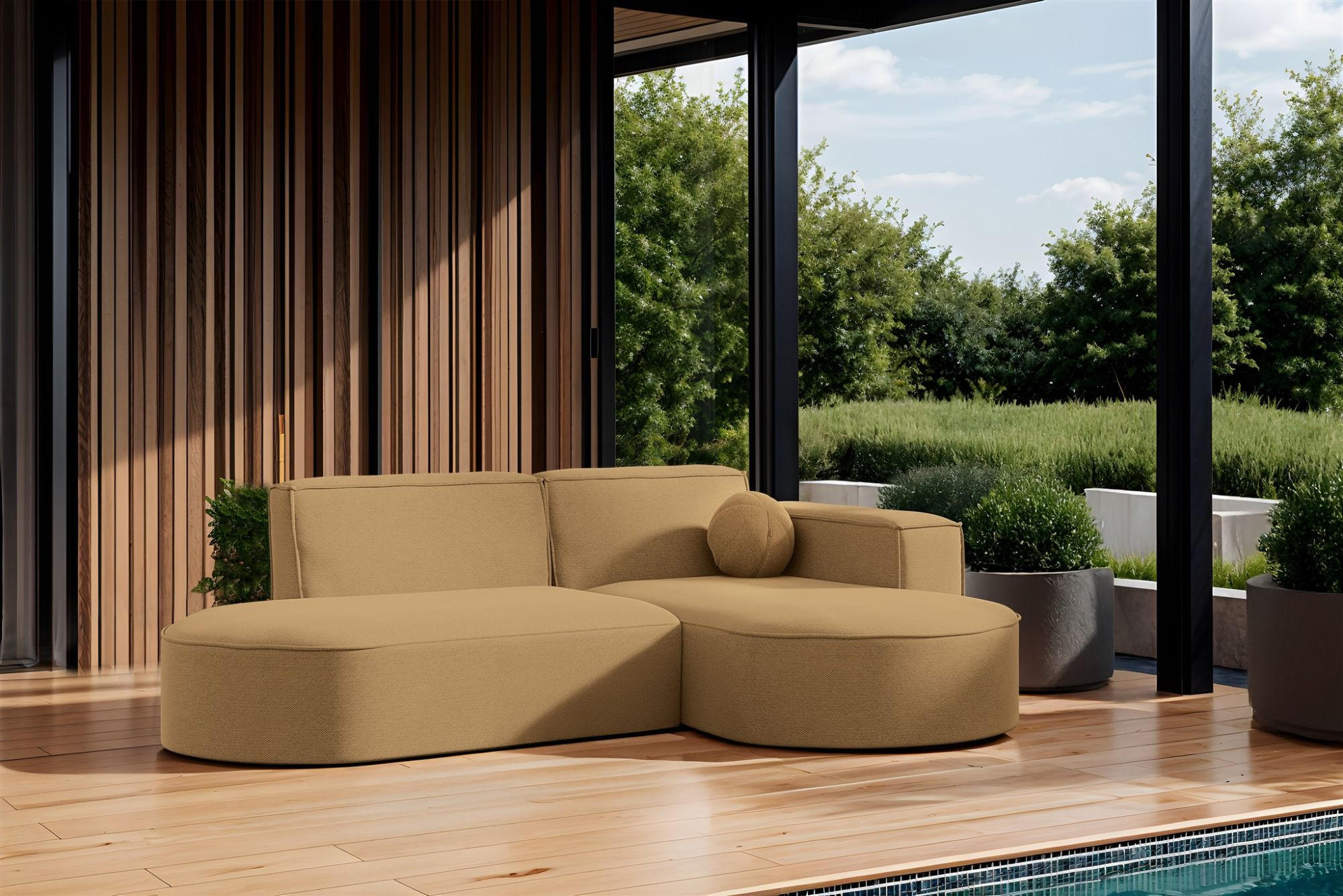 ECKSOFA Sunday Xs - Braun, Holzwerkstoff (236/78/165cm) - Fun Möbel