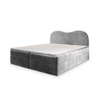 BOXBETT FLUVIA M 180x200 cm mit Matratze und Topper - Hellgrau - Hellgrau, Holz (180/200cm) - MASSENO