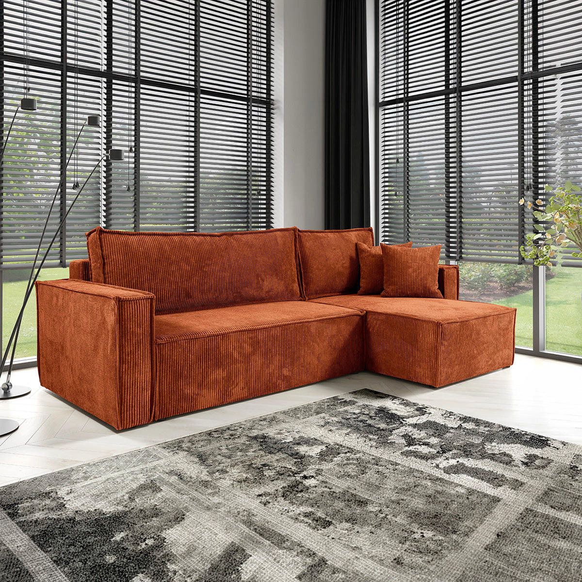 ECKSOFA Ezekiel 3 Sitzplätze Terracotta - Orange, Holz (236/145cm) - Petits-meubles
