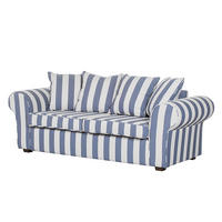 3-SITZER SOFA - Webstoff - Blau/Dunkelbraun, Buchenholz/Textil (217/88/88cm) - home24