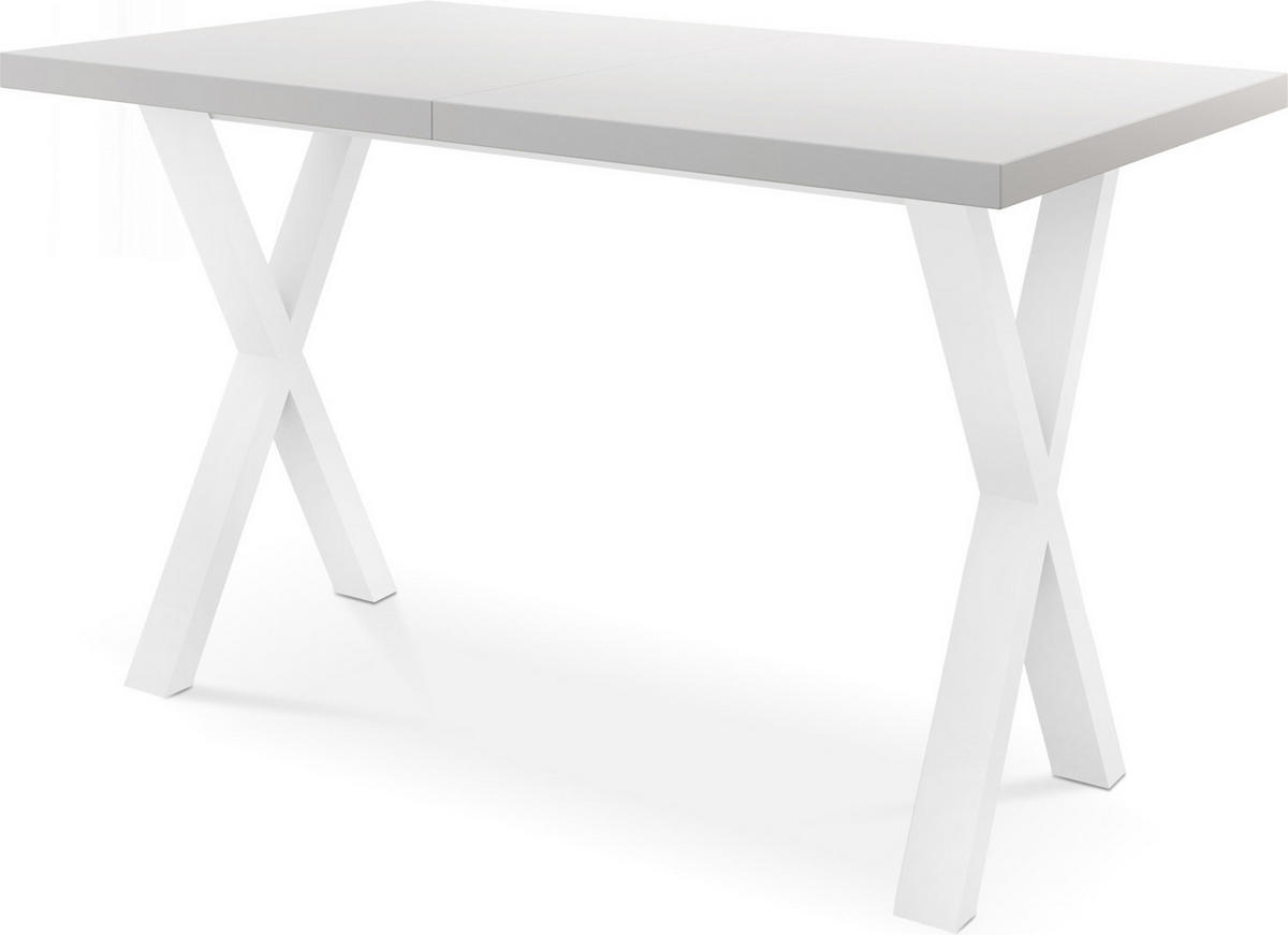 ESSTISCH Luiza rechteckig ausziehbar, Weiß 160-260/90/76 cm - Weiß, Holzwerkstoff/Metall (160/90/76cm) - WFL GROUP