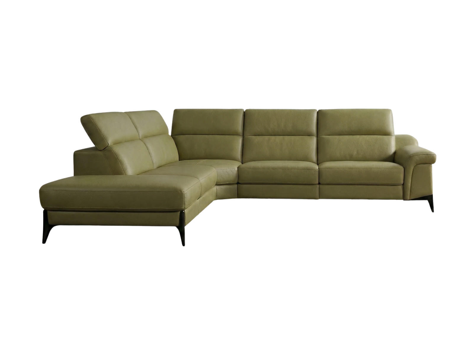 ECKSOFA Texas Echtleder Olivgrün - Olivgrün, Leder/Metall (274/238cm)