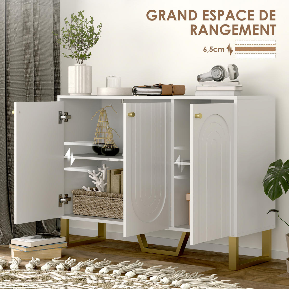 SIDEBOARD Weiß, 106,5/35/77,5 cm - Weiß, Holz (106.5/77.5/35cm) - PANGIVO