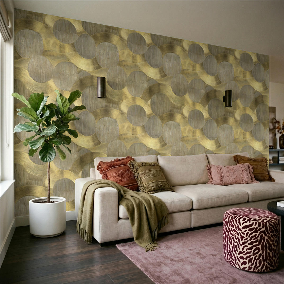 TAPETE - Modern - Geometrisch - Gold - 500x300 cm - Goldfarben, Papier (500/300cm) - OnlyWow