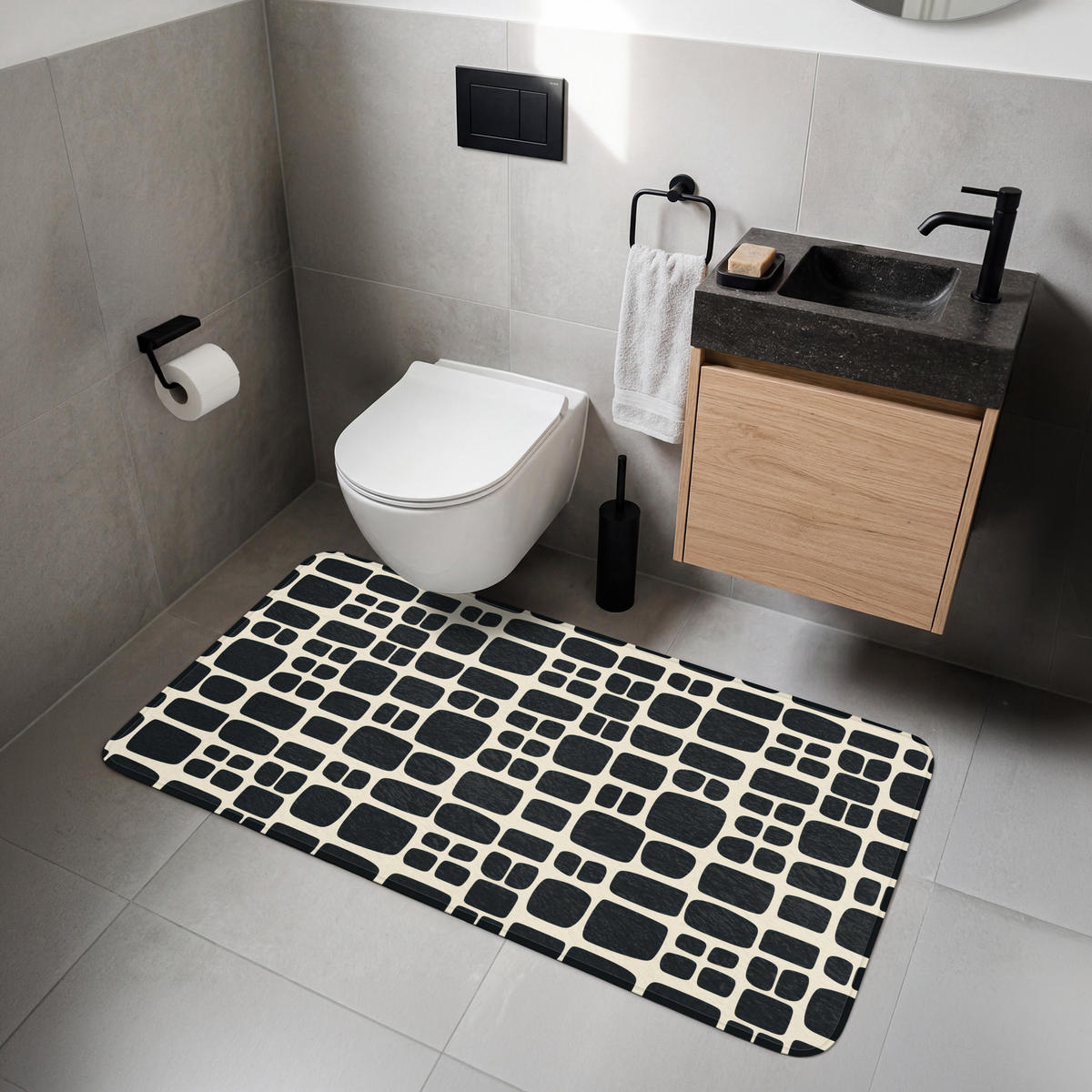 WC PŘEDLOŽKA Moderní - organické - černé 120x60 cm - antracitová, textil/plast (120/1cm) - OnlyWow