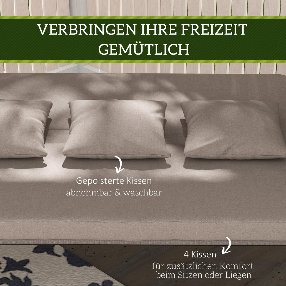 HOLLYWOODSCHAUKEL 2 in 1 mit Liegefunktion - Braun, Metall (120/168/218cm) - Outsunny